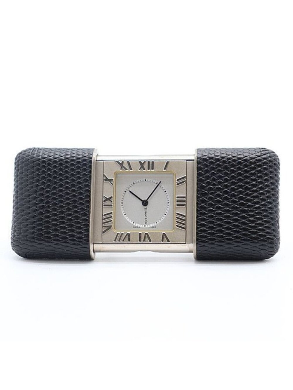 Tiffany & Co Atlas Travel Watch Alarm Clock Silver Dial Table